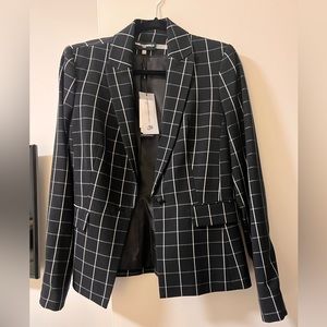 Never worn! Karl Lagerfeld Paris Black and White Windowpane Blazer. Size 6.